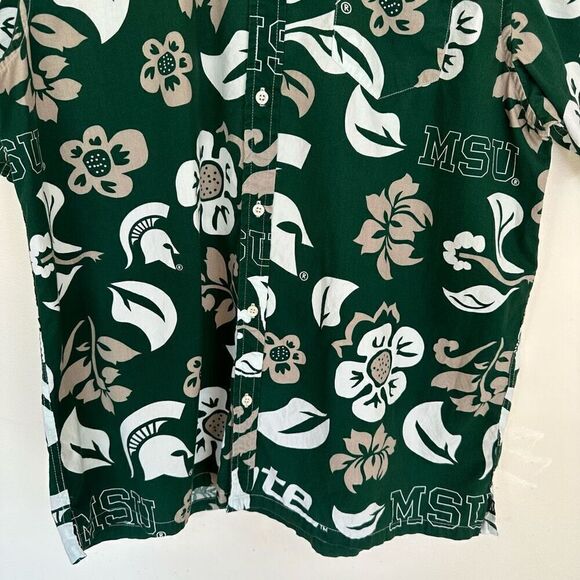 Wes and Willy Men’s MSU Short Sleeved Hawaiian Button Up Shirt - Picture 6 of 7